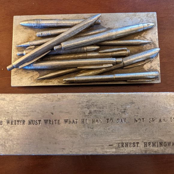 Ernest Hemingway quote silver-tone pencil/keepsake box NWT - Picture 4 of 9